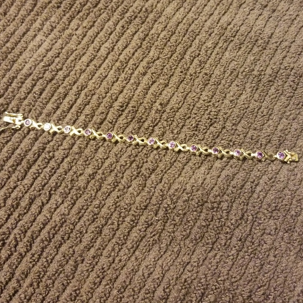 Sterling silver amethyst bezel bracelet